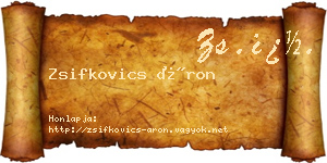 Zsifkovics Áron névjegykártya
